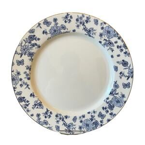 Grace Teaware Fine Porcelain Dinner Plates 10.5in Blue Floral Gold Trim Set of 5